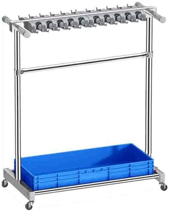 Chariot à outils de nettoyage, support de balai à roulettes avec bac à eau pour la maison, l'école ou le jardin – Organiseur de fournitures de nettoyage en acier inoxydable