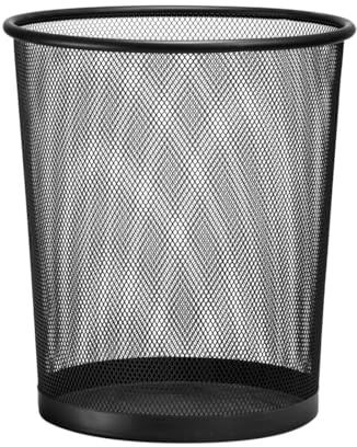 D.RECT KOMO Papierkorb, 12L Metall Abfalleimer Büro | Runder Mülleimer für Arbeitszimmer, Küche | Stabile Ausführung, 266x218x280 mm, Schwarz