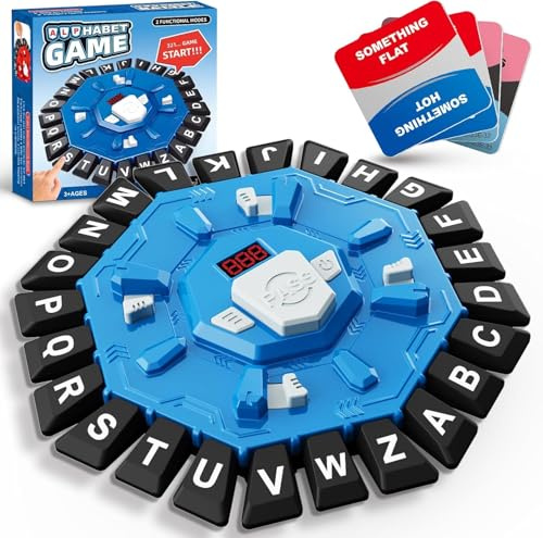 ROMINVIC Wortspiel,Brettspiele für Kinder und Erwachsene mit 2 Modi,24 Tasten Buchstaben Familienspiel mit Interaktive Brettspiele,Puzzlespiel für Partyspiele