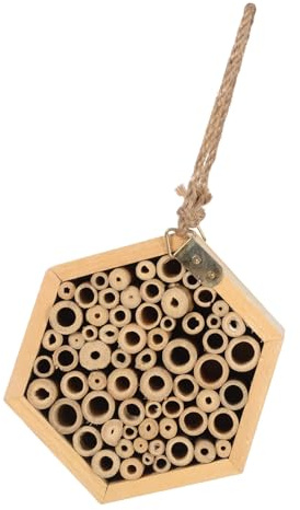 FRCOLOR Kreatives Sechseckiges Bienenhaus mit Beigem Design Komfortabler Ruheplatz und Reichhaltige Nahrungsquelle für Schmetterlinge und Insekten im Außenbereich