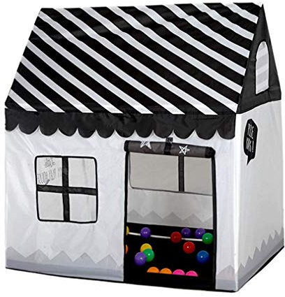 Floving Girls Indoor Spielzelte für Kinder Eisdiele und Bäckerei Playhouse Palace Zelte (Schwarz/Weiß)