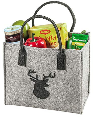 LA FIORE 24 Hochw. Filztasche Einkaufstasche Shopper Festival Hirsch Klein - 30 x 16 x 26 cm