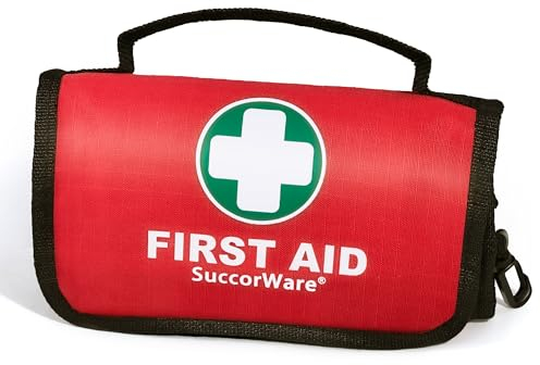 SuccorWare Small First Aid Kit - 100 Piece - Mini First Aid Kit for Home, Camping, Hiking, Backpacking, Travel, Vehicle, Outdoors - Emergency & Medical Supplies