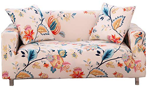 Odot Elastischer Sofabezug, Antirutsch Stretch Couchbezug Sesselbezug Weich Stretchhusse Stoff Möbelschutz Sofa (2 Sitze: 145-190 cm,Blumen)