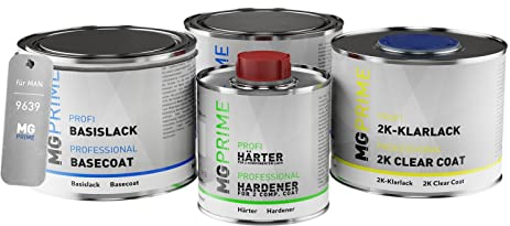 MG PRIME Autolack Dose Set für MAN 9639 Silber Matt Grundlack Basislack 2K Klarlack Härter spritzfertig 1,75L