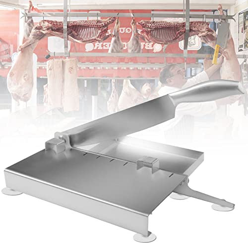 Cortafiambre Manual de Acero Inoxidable Cortadora de Fiambre Profesional para Inicio Comercial Sierra Huesos Carnicero para Cortar Jamon Carne Congelada Pescado Hueso Vegetal, Corta Rápidamente(Size: