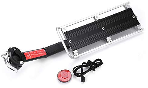 Akozon Mountainbike Fahrradträger Gepäckträger Sattelstütze Hintere Ablage Aluminiumlegierung Schwarz Fahrrad Gepäckträger, hochfeste Schnellverschluss Rahmen für unter 33mm