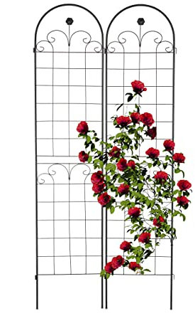 Relaxdays Rankgitter, 2er Set, HxB 220 x 50 cm, Metall, Rankhilfe für Kletterpflanzen, freistehend, zum Stecken, schwarz