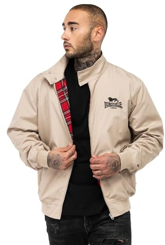 Lonsdale Herrjacka, slim fit, Harrington, Sand/svart/tartan, L