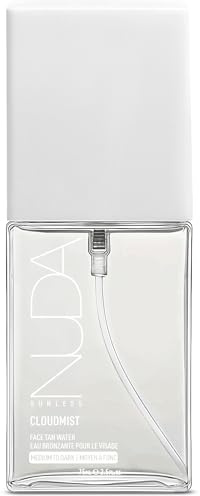Nuda CloudMist Face Tan Water | Buildable Facial Tanning Mist for Medium to Dark Complexions | Infused with Vitamins and White Tea & Rosehip Extracts | Lightweight, Bronzer-Free Formula, (2.5 Fl Oz)
