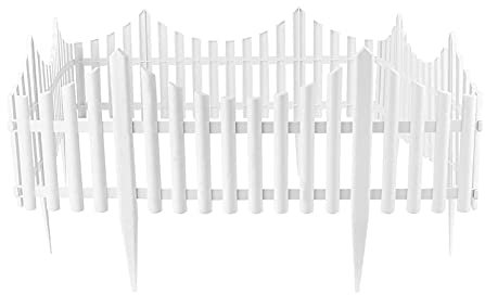 Bordure De Décoration De Clôture Blanche De Jardin, 5 Pcs Clôtures De Bordure De Paysage Décoratives, Parterres De Fleurs De Pelouse De Gazon Bordures De Plantes Micro Maison De Paysage,White,61×33cm