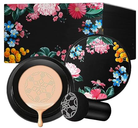 Mushroom Head Air Cushion BB Cream, Long-Lasting Nude Makeup Concealer Base Flawless Moisturizing Brightening Pigment CC Cream Foundation, Oil Control Lightweight & Smoothing Even Skin Tone (Natural)