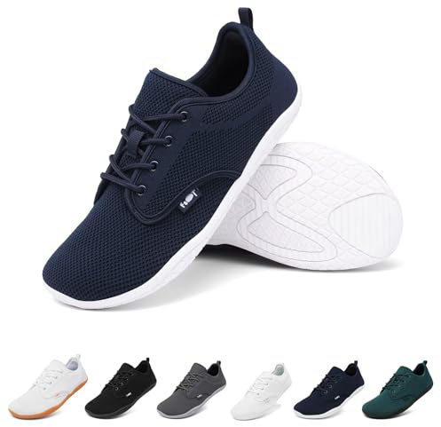 Geweo Barefoot Shoes Hombre Mujer Minimalistas Zapatillas de Trail Running Anchos Barefoot Zapatos Verano Calzado Descalzo para Gym Senderismo Ligeros Respirable Zapatos Descalzos Azul 37EU