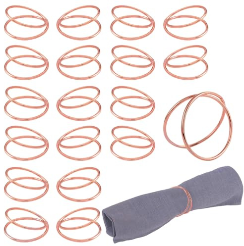 JUMAIPRO Serviettenringe für Hochzeit, Geburtstag, Dinner-Party, Familienfeiern, Tischdekoration, Weihnachten, Erntedankfest, 20 Stück (Roségold)