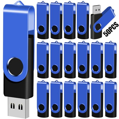 EASTBULL Flash Drive Bulk512MB USB 50 Pack with Lanyards USB 2.0 Thumb Drive Bulk Memory Stick Swivel Pen Drive for Storage and Backup 512MB 50 Pack, Blue | Swivel Pen Drive with Lanyards for Data Storage 512MB 50 Packs Bulk Thumb Drives, Blue
