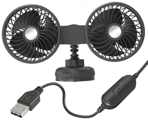 VeVaad Suction Cup Car Electric Fan, 360 Degree Rotation USB Charging Auto, Ventilation Fan, Car Air Cooler for Vehicle Home, Car Cooling Fan, 3-Speed Adjustment