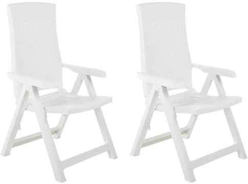 Iiaky Verstellbare Gartenstühle 2 STK. Kunststoff Weiß Gartenstuhl Verstellbar BalkonstüHle GartenstüHle - 48760