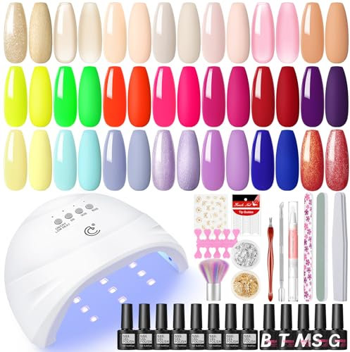 COSCELIA Kit Semipermanente Unghie e Lampada 20 Colori + 5pz Smalti Semipermanenti Colore Rosa Nudo Viola Rosso Blu Verde Unghie Gel Set per Manicure e gli Strumenti di Basi per Manicure
