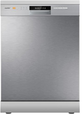 COMFEE' CDWPF1201PS Lave-vaisselle Pose Libre, 60 cm, 12 couverts, départ différé, fonction demi-charge, paniers flexibles - Acier Inoxydable, 49 dB, Commande Bouton