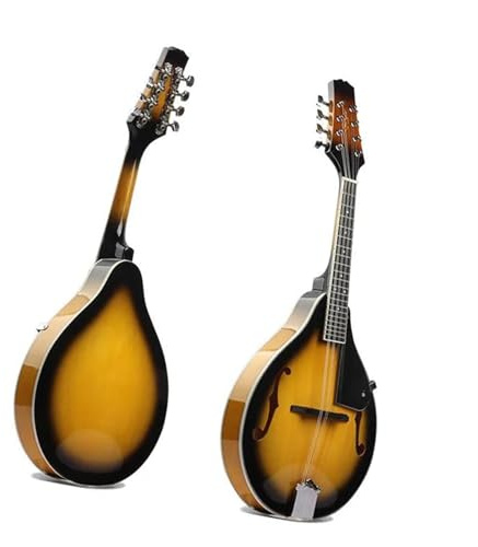 Mandolins Instrument for Adults Four-string Acoustic Bright Linden Wood Musical Instrument Mandolin Steel String Round Hole(Style 4)