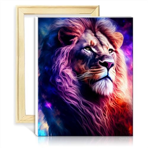 LiHEQING Ölgemälde „Löwe“ für Erwachsene, Kunsthandwerk, Acryl-Ölgemälde mit Pinseln für die Wanddekoration zu Hause, Geschenke, ohne Rahmen (60 x 75 cm)