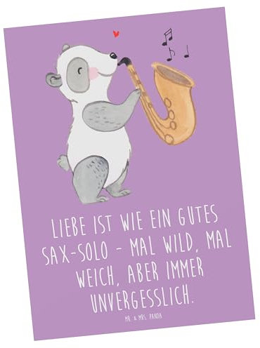 Mr. & Mrs. Panda Einladungskarte Saxophon Liebe - Geschenk, Band, Geburtstagskarte, Musikinstrument, Musik, Karten, Instrument, Blues, Musiker, Karte, Lernen, Emotionen, Solo, Geburtstagskarten