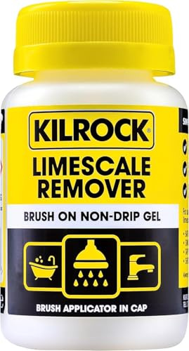 Kilrock Gel Non-Drip Descaler 160ml - Brush-On Limescale Remover for Baths, Taps & Showers - Dissolves Stains, Safe for Ceramic & Plastic, Easy-to-Use with Built-In Brush Cap Yellow 1 Pack