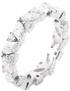KnSam 14K Au585 Weiß Gold Antragsring Echt Gold, Ewigkeit Trauringe mit Labor Erstellt Saphir Marquise, Gold 585 Bandringe, Gr.52 (16.6)