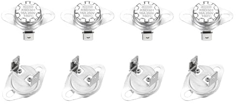 QUARKZMAN Termostat KSD301 180 °C/356°F 16A Normalt stängd N.C Justering Skivtemperaturbrytare för Mikrovågsugnar, Ugnar, Kaffemaskiner 8 stycken, Keramiskt Material