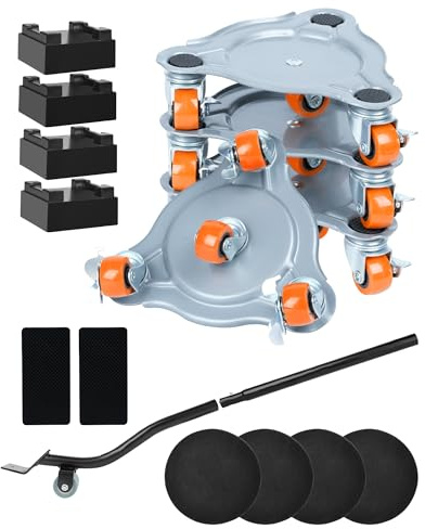 4 Stück Möbel Transportrollen Set & Möbelheber Set für schwere Möbel – 360° drehbare Schwerlastrollen, Möbeltransport Set für Möbelverschiebung und Umzug, bis 400 kg