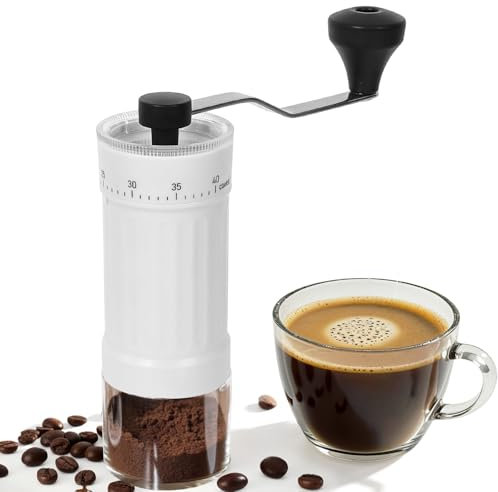 Mini molinillo de café manual con 40 ajustes, portátil para viajes, camping, oficina y espresso, con capacidad de 30 g
