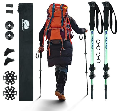 Bastoni da Nordic Walking per Trekking, Bastone da Trekking Telescopico 2 Pezzo per Tenda, Alluminio Bastone da Trekking per Bambini, Adulto, Bastone Regolabile con Assorbimento Anti-shock