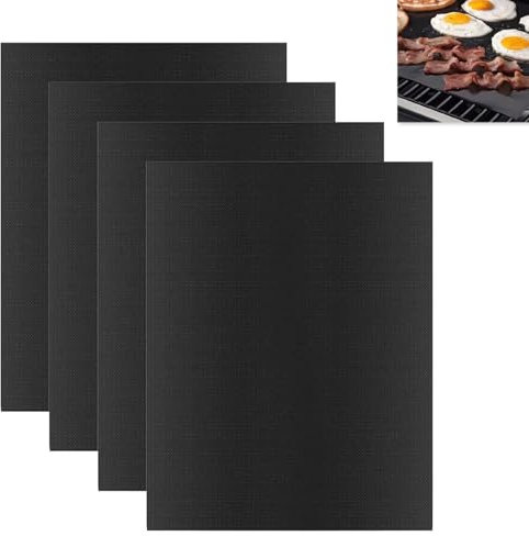4 Pack Tappetino Silicone Forno 40x50 cm, Tappetino Silicone per Forno, Tappetini Forno Riutilizzabili, Resistente Calore Fino a 260°C, Ideale per BBQ, Carne, Pesce e Verdure, Facile da Pulire