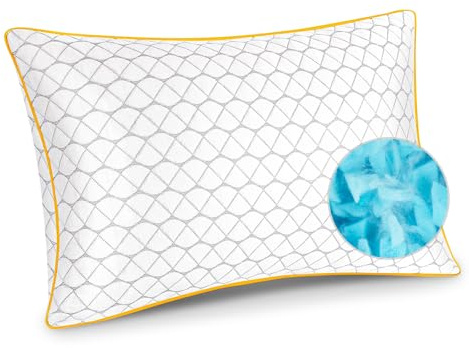 Pillow Shredded Memory Foam Pillow for Sleeping, Adjustable Firmness Bed Pillows for Neck & Shoulder Support, Cooling Pillows with Dual Sided Removable Cover for Side Back & Stomach Sleepers, 72x47cm