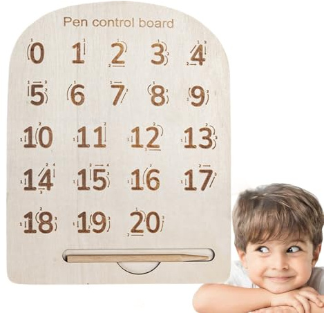 Genérico Lettere e numeri in legno, lavagna di apprendimento ' , 22,5 x 18 cm, incantatore di abilità motorie, pratica di scrittura educativa, foglio di attività per bambini in età