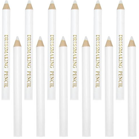 BOXOB 12pcs Fabric Markers for Sewing, Sewing Pencil for Marking Fabric Water Soluble Tracing Tools Tailors Chalk Dressmaking Accessories Dressmakers Embroidery DIY Crafts (White)