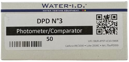 DPD n°3 pour PoolLab 1.0 & 2.0 - Réactif pour mesurer le chlore lié/total (0,0-6,0 mg/l) et l'ozone - Durée de conservation : 2 ans - 50 comprimés (TbsPD350)
