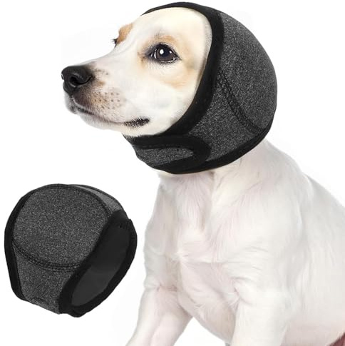 SNBUHA Dog Ear Defenders, Dog Snood Swim Ear Protectors, Comfort Dogs Ears Muffs Noise Protection for Anxiety Relief, Swimming, Grooming for Dogs (Gray, M)