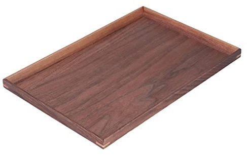 OEBUAFI Träbricka Av Valnöt, Massiv Svart Valnöt med Elegant Finish för Servering Av Frukt och Desserter (S)