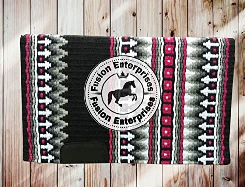 EQUIGEAR Western Show Horse Satteldecke aus neuseeländischer Wolle, Western-Design, handgefertigte Satteldecke, Wollpolster, Sensor Flex (Anpassung möglich) HM-80 (32 x 32)