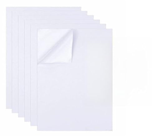 Foonary 24 hojas de papel adhesivo de doble cara, A4, material de papel de algodón, hojas transparentes de doble cara, transparentes y extrafuertes, autoadhesivas para papel de regalo, arte