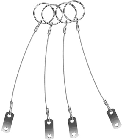 TOYANDONA Cavo di Sicurezza in Acciaio Inox 4 Pezzi con Anelli Cordino per Accessori Nautici e Capottine Barca Filo di Ancoraggio Versatile per Sport e attività all’Aperto