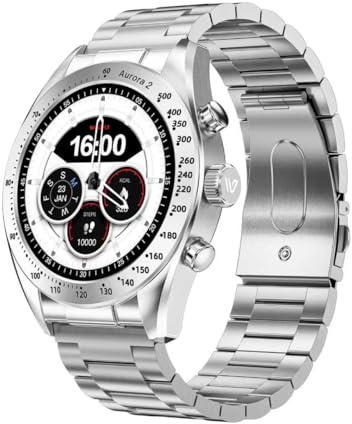 Weofly Aurora 2 Smart Watch for Men Answer/Make Call, 1.32 AMOLED HD Screen Mens Luxury Watch, 350mAh Smartwatch Heart Rate Blood Oxygen Sleep Monitor Pedometer, 3 Straps Connection Adapter (Silver)