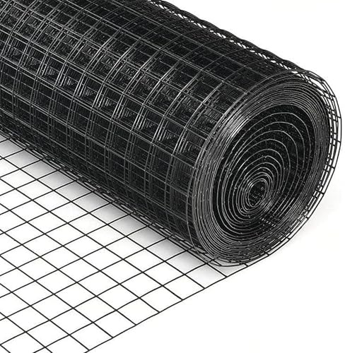 DARDVORLAG Feinmaschiger Maschendrahtzaun Hasendraht 1x10 m, Volierendraht Kaninchendraht Feuerverzinkt & PVC-beschichtet Stabiler Drahtzaun für Kleintiere Garten Pflanzen Volieren (Schwarz 10m)
