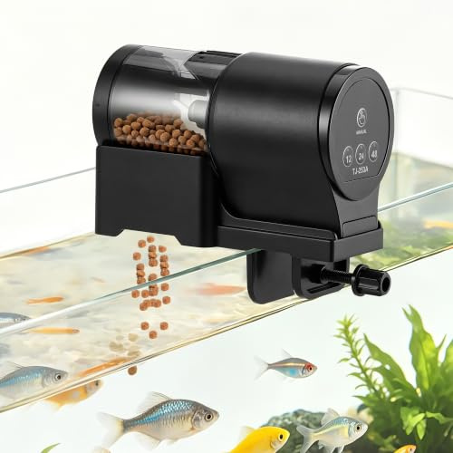 Kssvzz Distributeur Automatique Poisson 100ml, Mode Auto & Manuel | Résistant à l'Humidité, Alimentation Précise, Pour Aquarium/Bassin et Accessoires