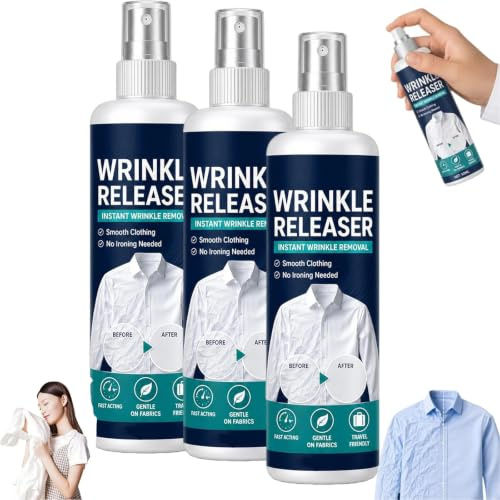 Sofort-Anti-Falten-Spray, 50 Ml / 100 Ml (Reisegröße), Spray Zum Glätten Textilien, Sanfte Formel Ohne Waschen, Kein Bügeln Erforderlich, Einfache Anwendung, Für Hemden, Kleider Reisen (100ml,3pcs)