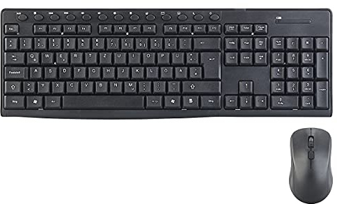 GeneralKeys Funktastatur mit Maus: Ergonomische Funk-Tastatur-Maus-Kombination, 2,4 GHz, 10 m Reichweite (Funktastatur Sets, Tastatur Set, PC)