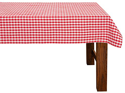 FILU Tischdecke 140 x 240 cm Rot/Weiß kariert (Farbe und Größe wählbar) - hochwertig gefertigtes Tischtuch aus 100% Baumwolle