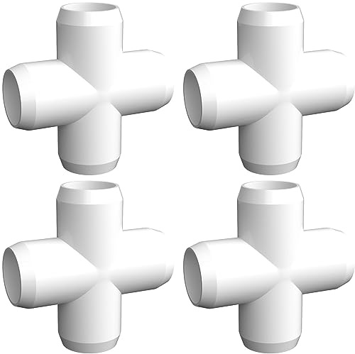 letsFix 1 PVC Fittings 4 Way Cross (4-Pack) Furniture Grade, Elbow Connector, Heavy Duty for DIY Furniture, Frames, UV Resistant - Compatible with 1 Schedule 40 PVC Pipes‌