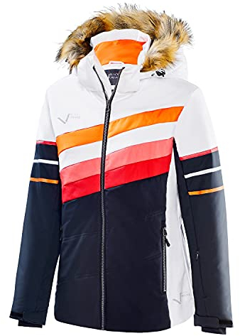 Black Crevice Damen Skijacke, weiß/schwarz, 38